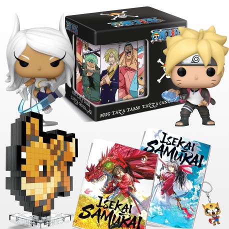 blind Box manga complète au moins 2 statuettes et un manga plus des goodies
